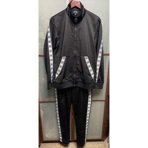 Armani Exchange Mens 2pc Tracksuit Black White Logo Tape Pants & Jacket Size M